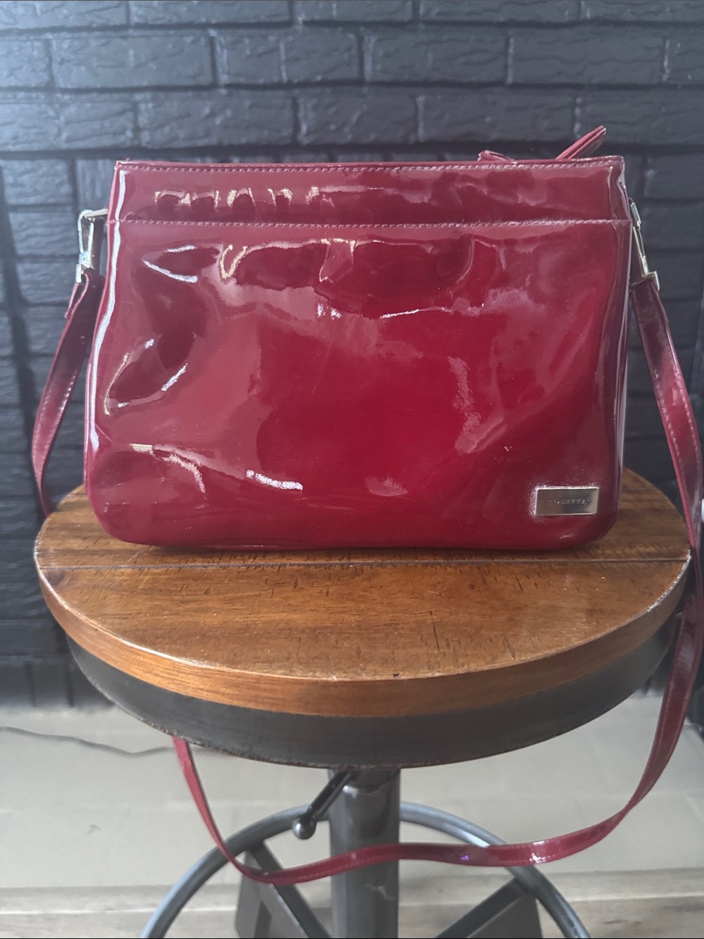 Patent Red Women’s Crossbody Bag with Adjustable Strap